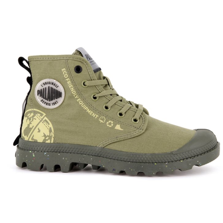 Palladium Pampa Organic Metro Men\'s Boots Olive | UK T035-MTD